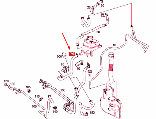 new mercedes-benz gls x166 expansion reservoir hose a1668301400 original