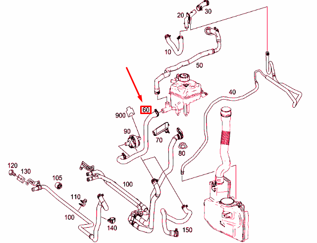 new mercedes-benz gls x166 expansion reservoir hose a1668301400 original
