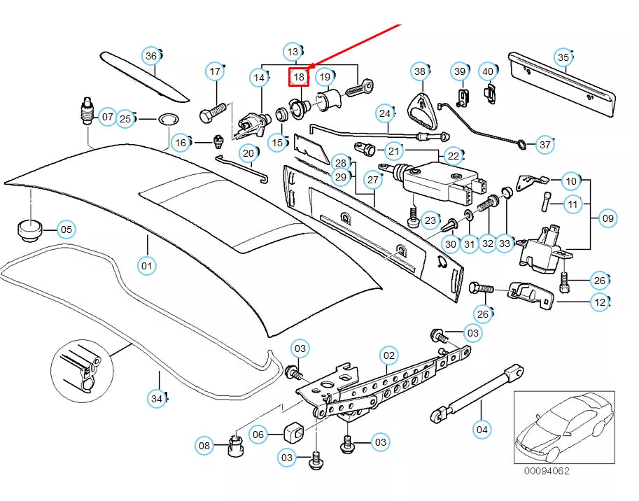 NEW BMW Z3 E36 TRUNK LID LOCK ADAPTER 51248398186 ORIGINAL