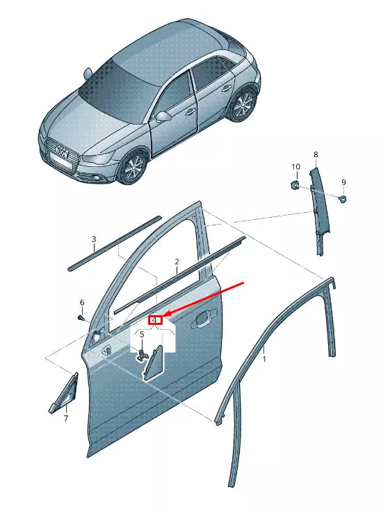 NEW AUDI A1 8X FRONT LEFT DOOR CORNER TRIM COVER 8X4837637E5FQ ORIGINAL