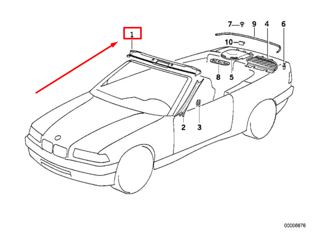 new bmw 3 compact e36 windshield frame cover 8163323 51448163323 original