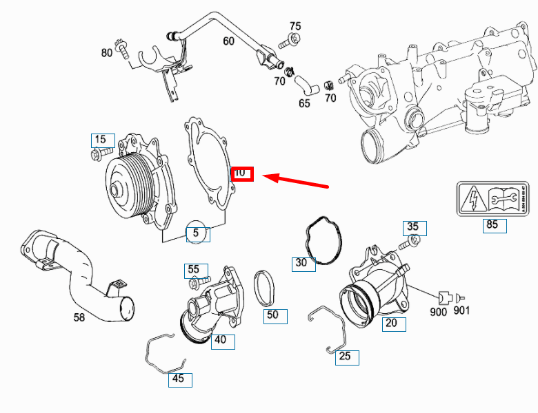new mercedes-benz gl x164 water pump gasket a6422010680 original