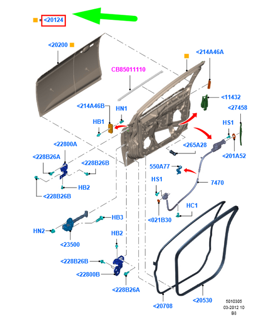 new ford focus c346 mk3 front right door 2147844 pbm51-a20124-bf original