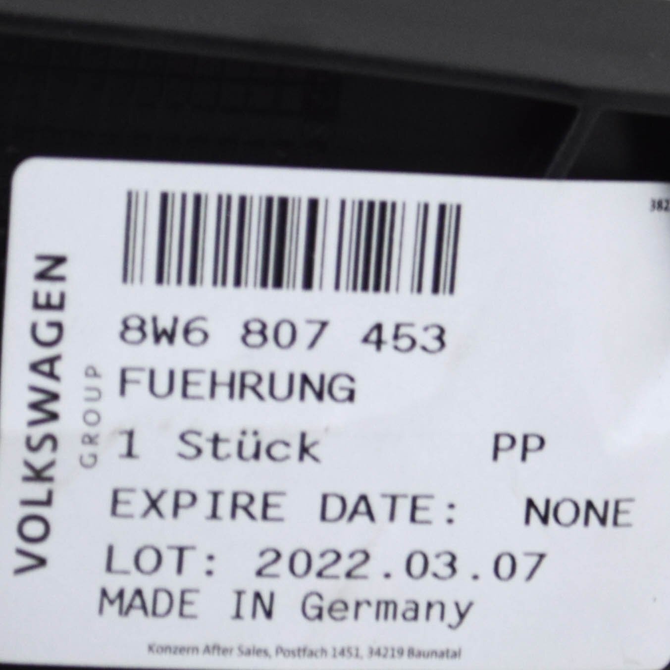 NEW AUDI A5 8W6 REAR BUMPER LEFT SUPPORT BRACKET 8W6807453 ORIGINAL