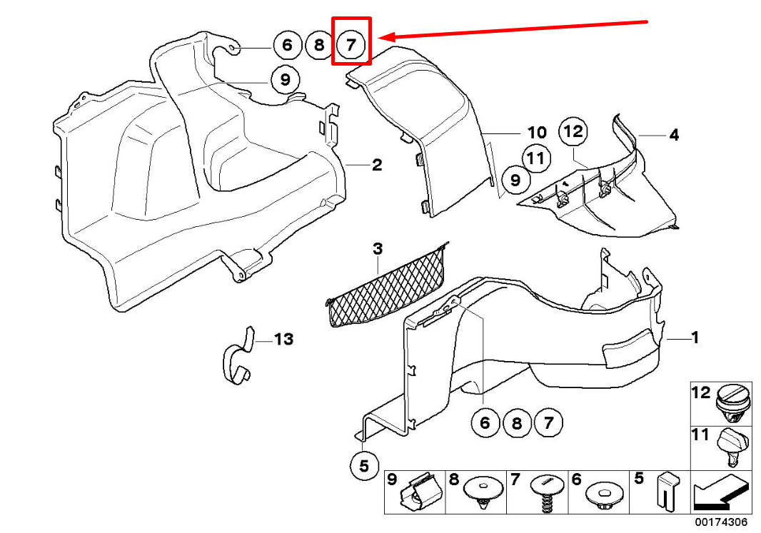 new bmw z4 e86 trunk trim panel push button fastener 8189958 51478189958