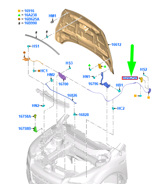 new ford kuga mk2 c520 front hood control cable handle assy 5159697 original