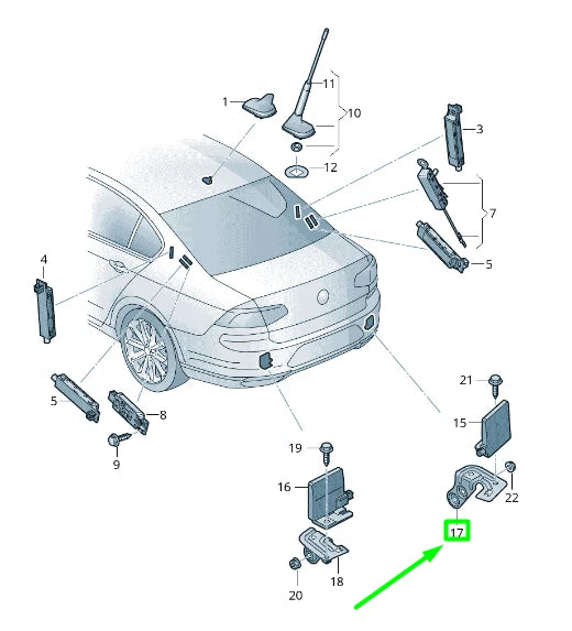 NEW VOLKSWAGEN PASSAT B8 3G AERIAL RETAINER 3G0035933A ORIGINAL