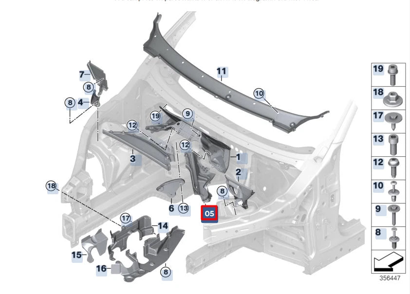 NEW BMW X6 F16 M F86 RIGHT ENGINE COMPARTMENT PARTITION 51717309206 ORIGINAL