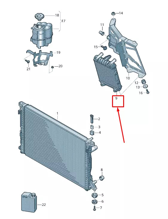 NEW AUDI A4 AVANT B9 ADDITIONAL COOLER FOR COOLANT 8W0121218