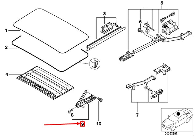 NEW BMW 5 E39 ROOF RIGHT SLIDING PIECE 54128202294 8202294 ORIGINAL