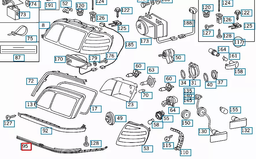 NEW MERCEDES-BENZ C W202 FRONT LEFT HEADLIGHT MOLDING SEAL A2028261780 ORIGINAL
