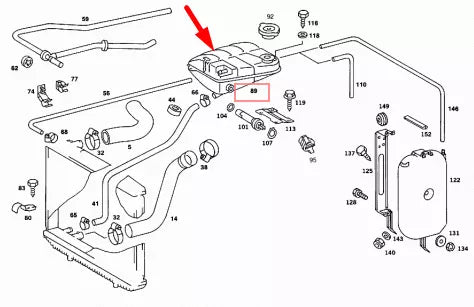 NEW MB S-CLASS W126 EXPANSION COOLANT TANK A1265001549 3.0 DIESEL ORIGINAL