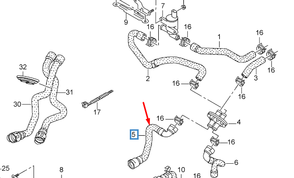 NEW AUDI Q5 8R COOLANT PIPE HOSE 8R0819334AC ORIGINAL