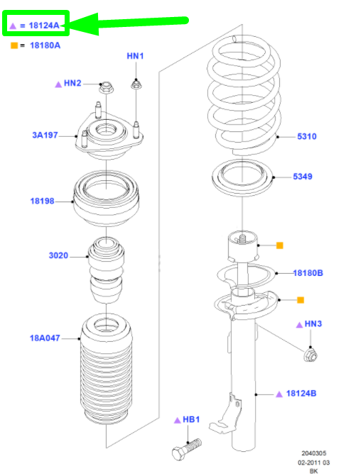 new ford fiesta mk5 be256 front right shock absorber 1329533 original
