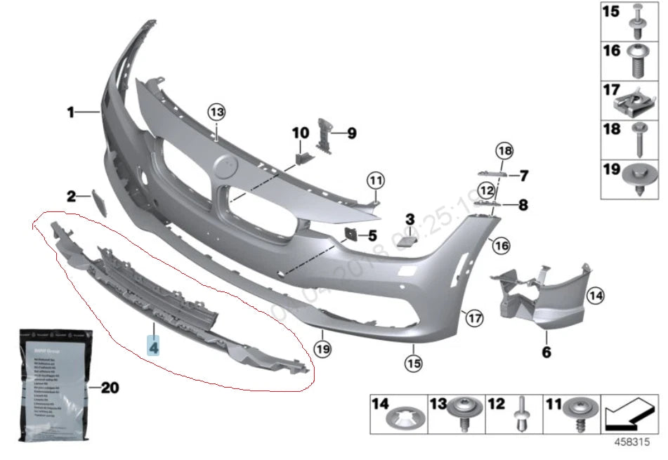 NEW BMW 3 F30 FRONT BUMPER LOWER GRILL 51117386152 7386152 2016 ORIGINAL