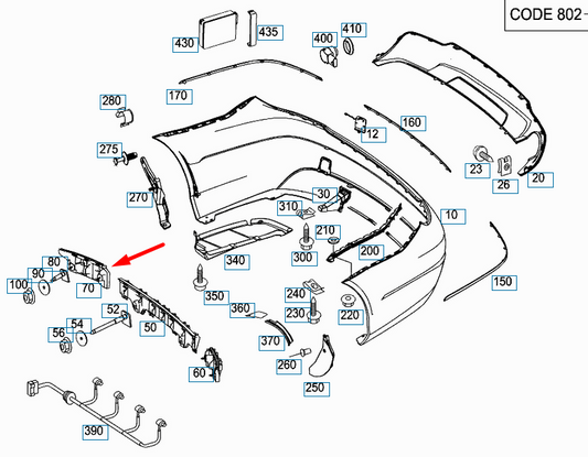 new mercedes-benz c-class w204 rear right amg bumper bracket a2048800603