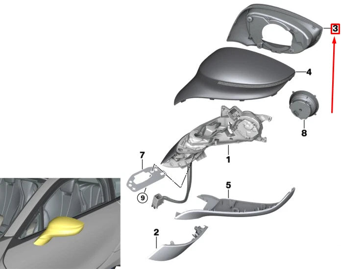 NEW BMW I8 I12 FRONT RIGHT DOOR MIRROR SUPPORTING RING 51167393262 ORIGINAL