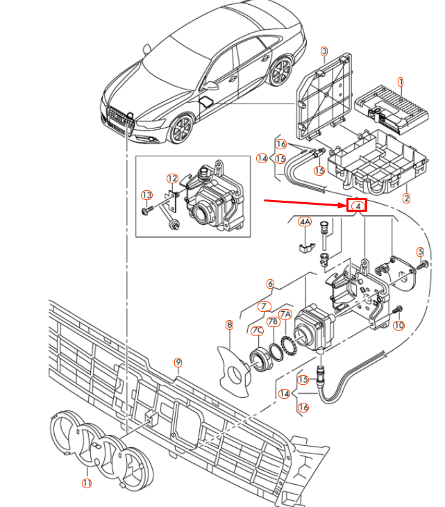 NEW AUDI A6 C7 NIGHT VISION CAMERA MOUNT FASTENERS 4G0980561A ORIGINAL