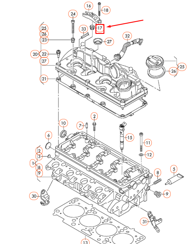 new audi a1 mk1 cylinder head tensioning plate o-ring 03l103487 original