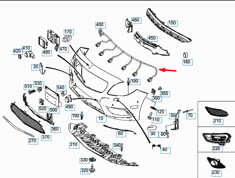 NEW MERCEDES-BENZ CLA COUPE C117 FRONT PARKING SENSORS HARNESS A1175402710