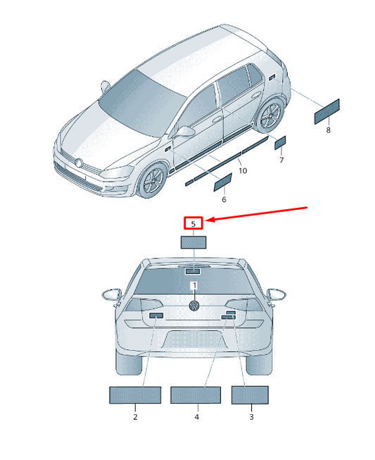 new vw golf sportsvan am rear back window inscription 5g0853279a original