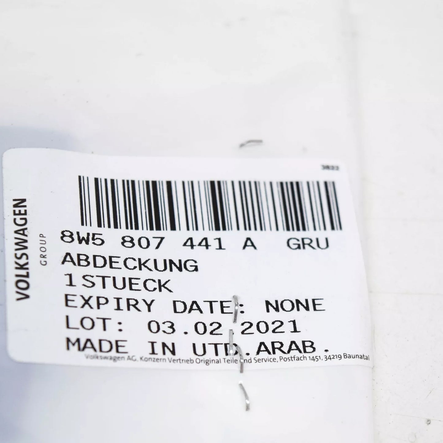 NEW AUDI A4 B9 REAR BUMPER TOW HOOK EYE CAP COVER S-LINE 8W5807441AGRU ORIGINAL