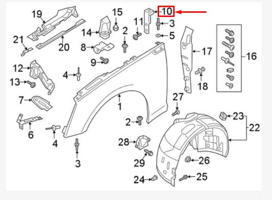 NEW AUDI A5 8W6 FRONT RIGHT FENDER REAR BRACKET 8W6821434 ORIGINAL