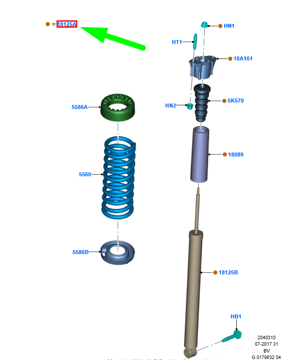 new ford kuga mk1 c394 rear shock absorber 8v41-18080-db 1704260 original