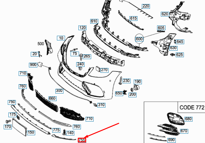 NEW MERCEDES-BENZ S W222 FRONT BUMPER LEFT ORNAMENTAL TRIM A2228857700 ORIGINAL