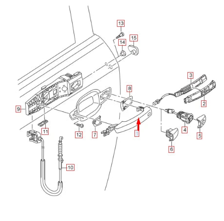 NEW AUDI A3 8PA FRONT LEFT SIDE EXTERIOR DOOR HANDLE 8V0837205 GRU