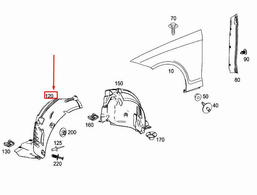 NEW MERCEDES-BENZ CLS C218 FRONT LEFT INNER FENDER LINER A2186902100 ORIGINAL