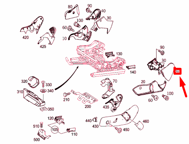 NEW MB CLK C209 FRONT RIGHT SEAT OUTSIDE TOP COVER A20991824309051 ORIGINAL