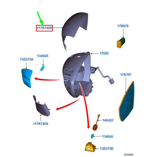 new ford kuga mk1 c394 front left door mirror cover 1534587 original