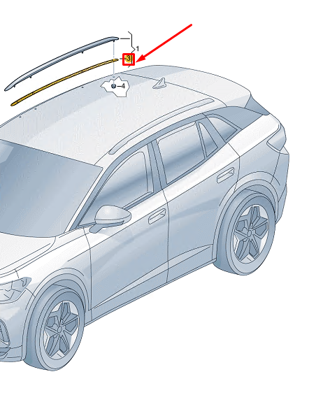 new vw id.4 e21 roof luggage carrier side rail gasket 11a860024 original