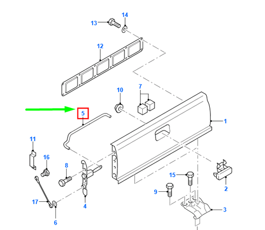 new ford ranger mk2 tailgate rod xm34-j431b76-ab 4106842 original