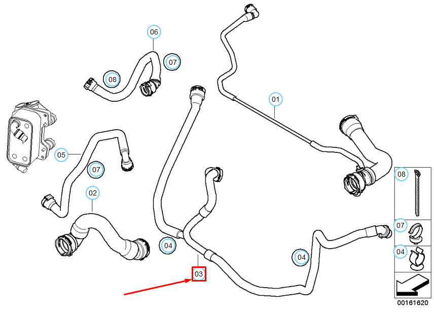 new bmw 5 e60 engine coolant hose 17127560971 7560971 original