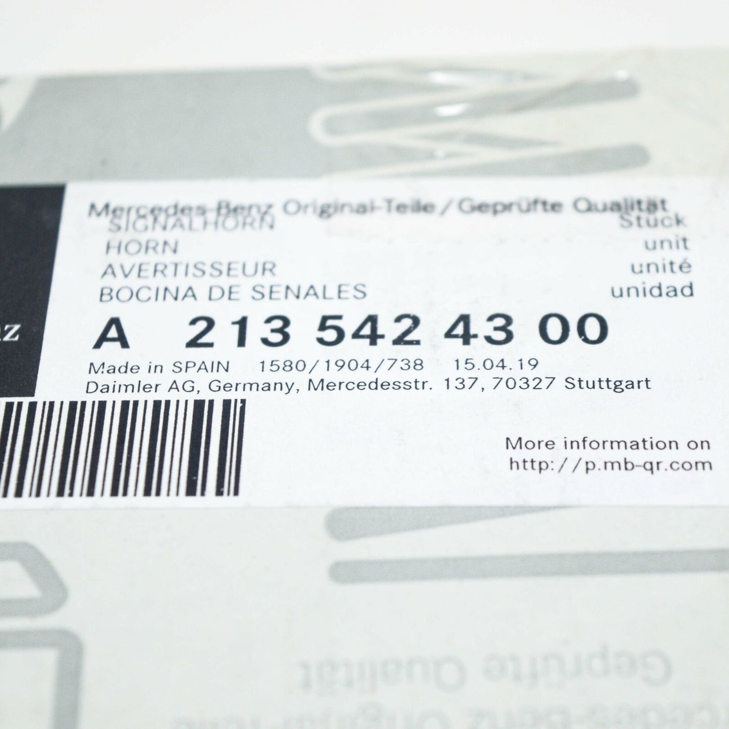 NEW MERCEDES-BENZ E W213 FRONT RIGHT HORN SIGNAL A2135424300 ORIGINAL