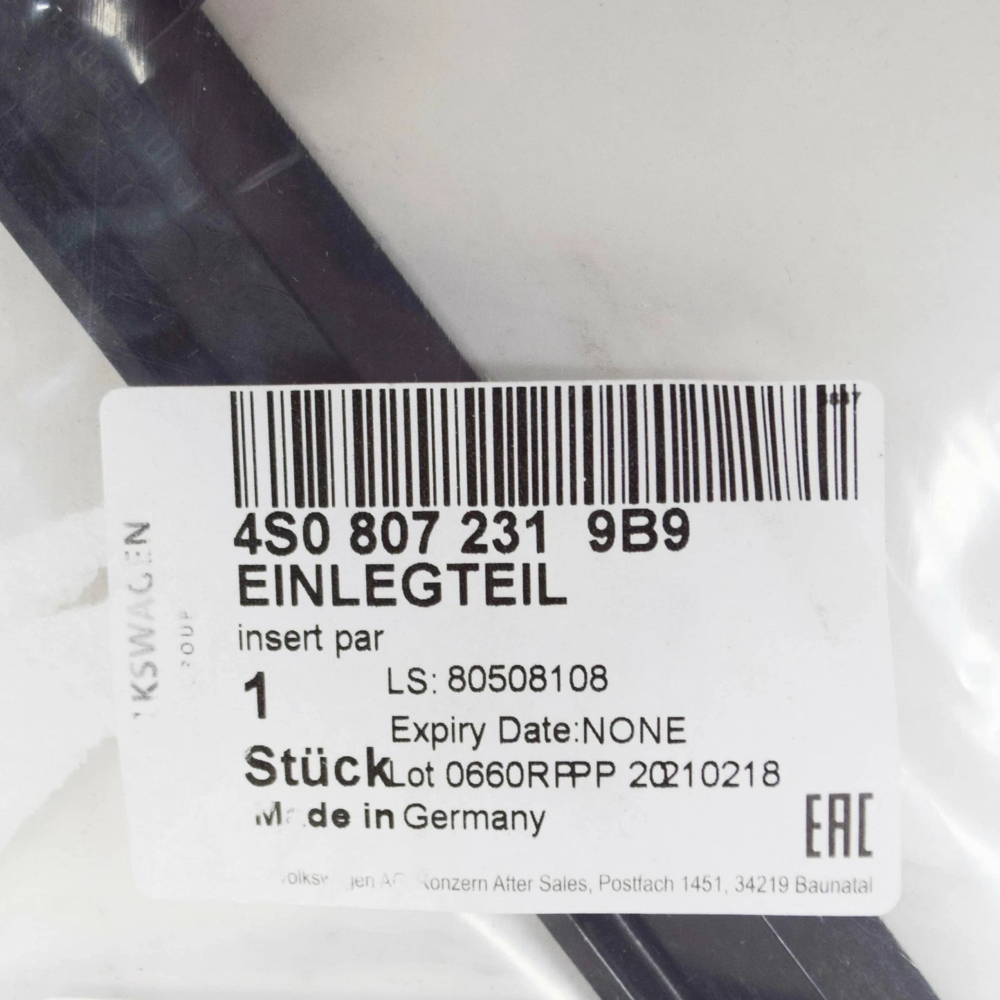 NEW AUDI R8 4S FRONT BUMPER CENTRAL INSERT PART 4S08072319B9 2018 ORIGINAL