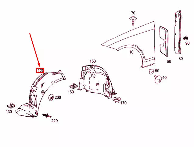 NEW MB CLS C218 FRONT LEFT FENDER WHEEL HOUSE COVERING A2186902530 ORIGINAL