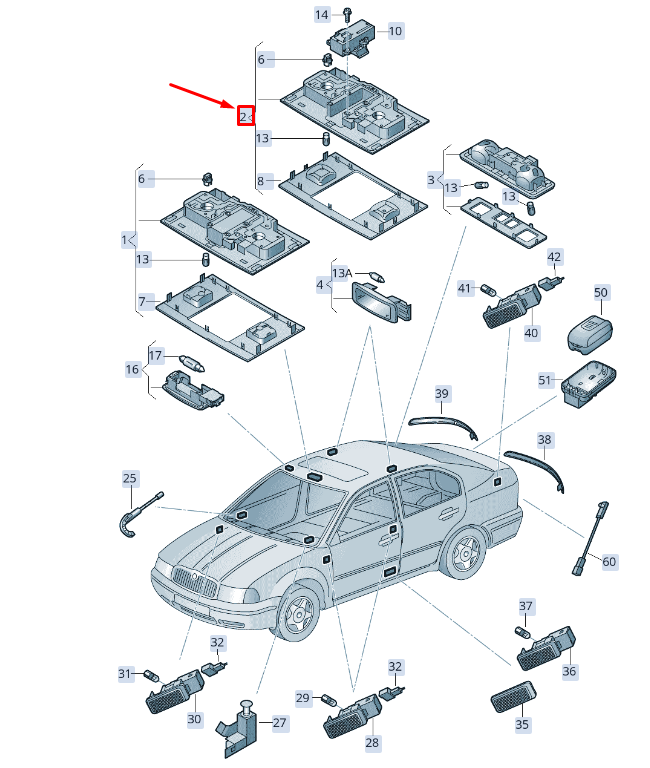 new skoda superb mk3 interior and reading light 5g2947106ajjn original