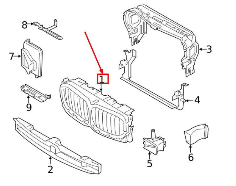 new bmw x5 g05 front upper radiator grille flaps 51745a29c44 original
