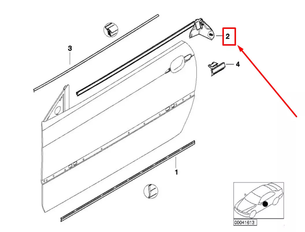 NEW BMW 3 E46 FRONT LEFT INNER WINDOW CHANNEL COVER 8194731 51328194731 ORIGINAL