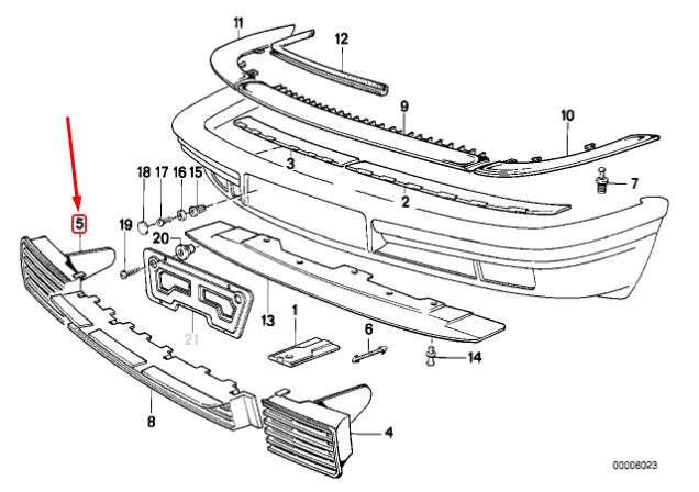 NEW BMW 7 E32 FRONT BUMPER RIGHT FLAP 51111974442 ORIGINAL