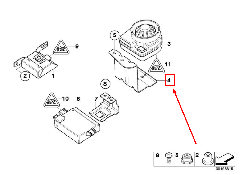 new bmw z4 coupe e86 alternative power siren bracket 65756937448 6937448