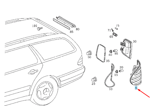 new mercedes-benz e s210 rear right outer taillight a2108205464 original