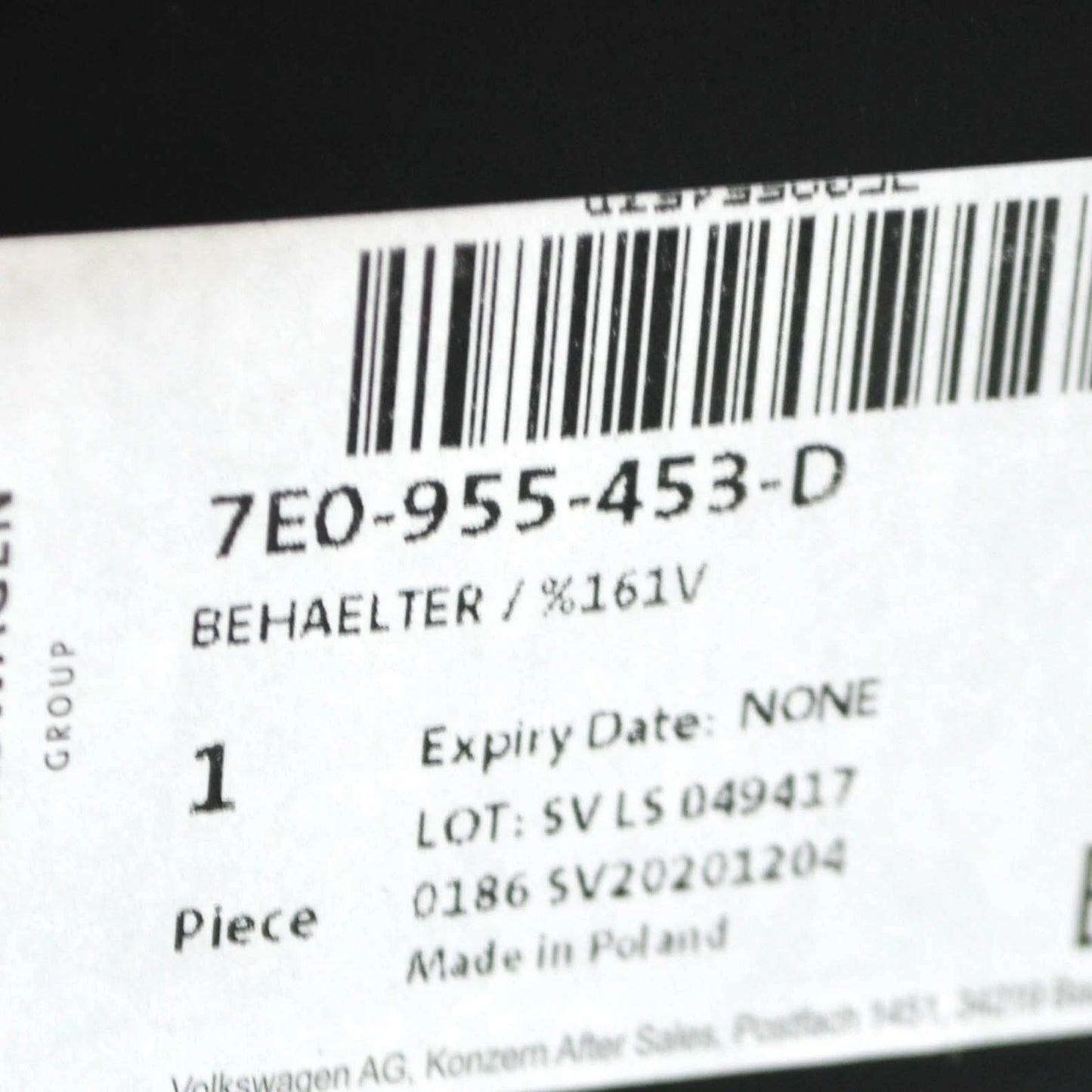 NEW VOLKSWAGEN TRANSPORTER T5 WINDSCREEN WASHER TANK 7E0955453D