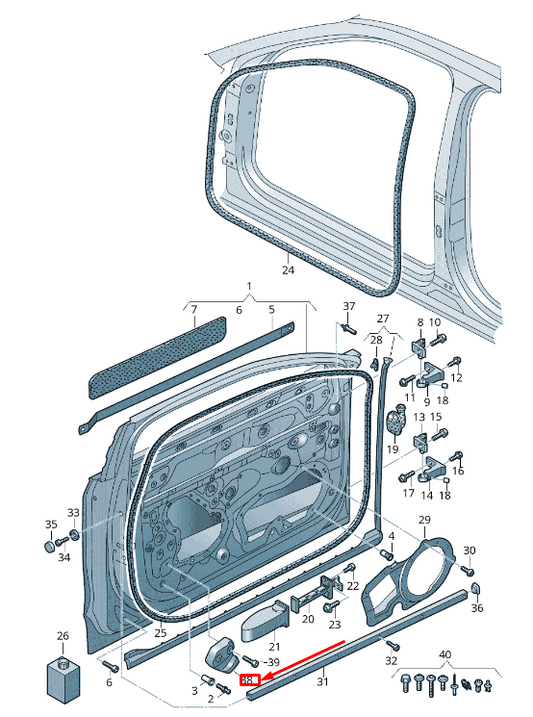 NEW AUDI A8 4N FRONT RIGHT DOOR CUSHIONED SIDE PROTECTION 4N0837842 ORIGINAL