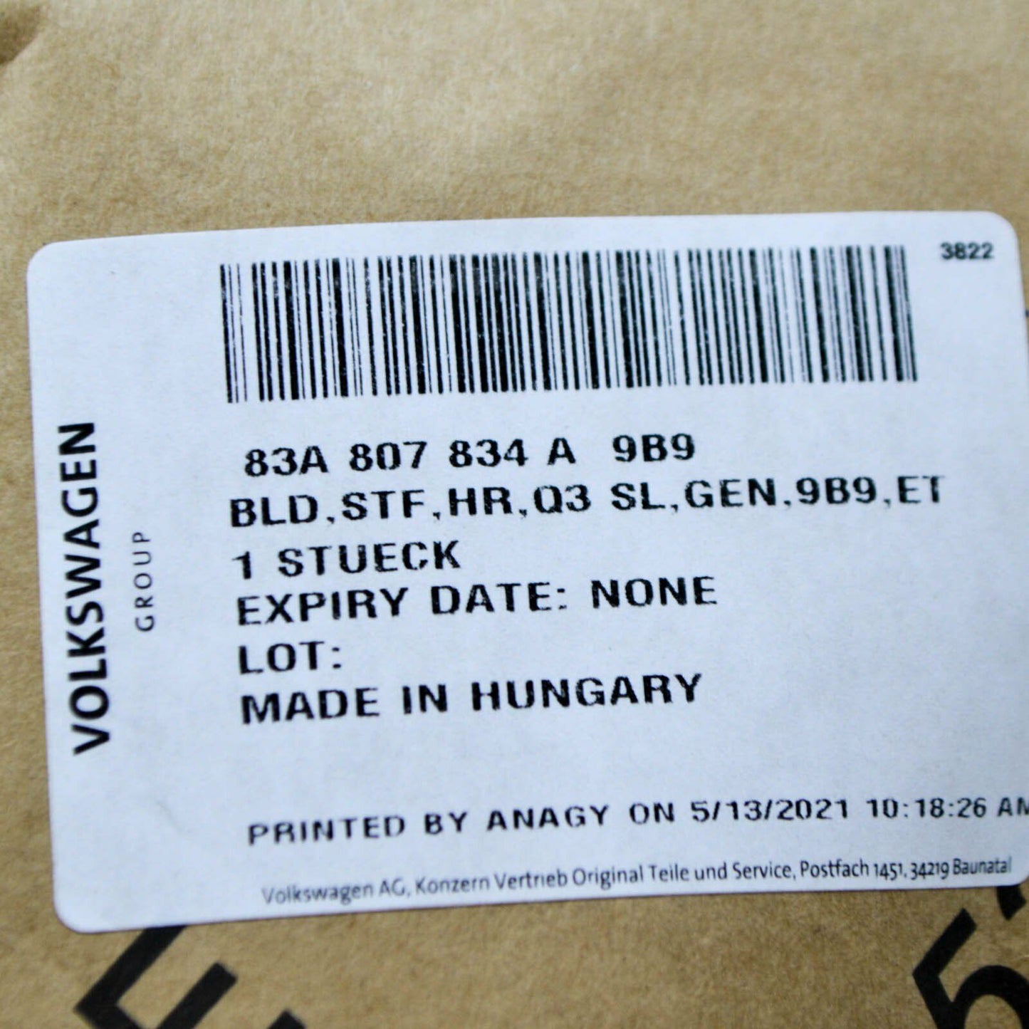 NEW AUDI Q3 F3 S-LINE REAR BUMPER RIGHT LOWER COVER 83A807834A9B9 ORIGINAL