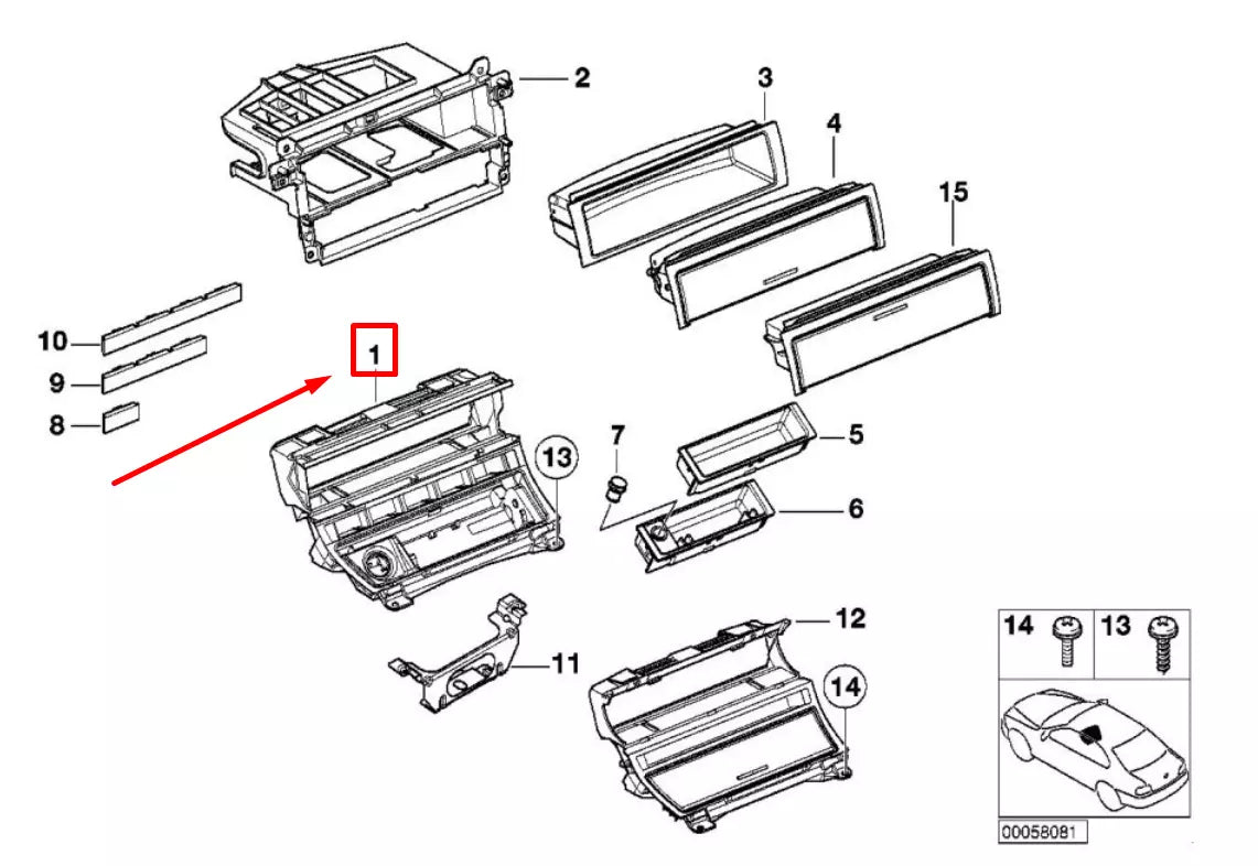 NEW BMW 3 E46 CENTER CONSOLE/RADIO MOUNTING BRACKET 51168230902 8230902 ORIGINAL