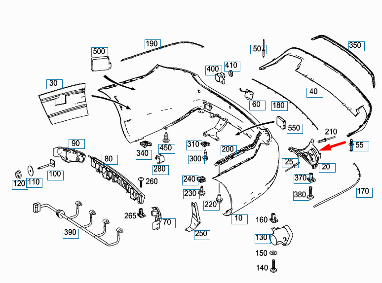 NEW MERCEDES-BENZ E-CLASS C207 REAR RIGHT BUMPER BRACKET A2078851865 ORIGINAL